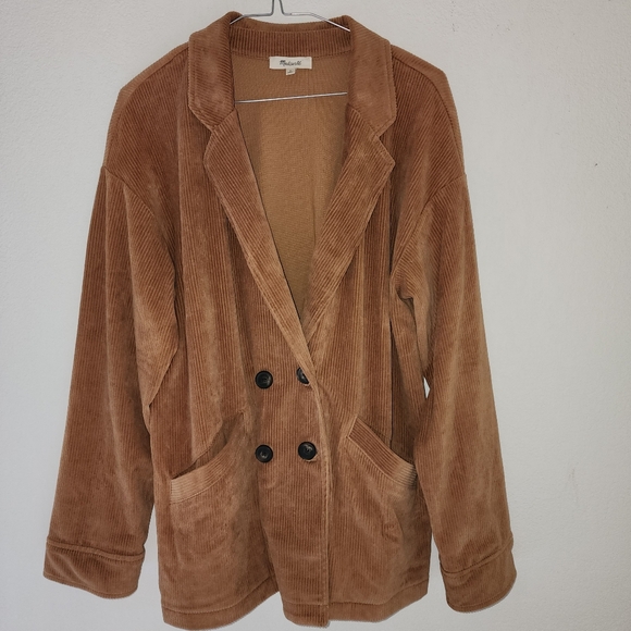 Madewell Jackets & Blazers - Madewell Women's Knit Brown Redford Corduroy Double-Breasted Blazer Jacket Sz M